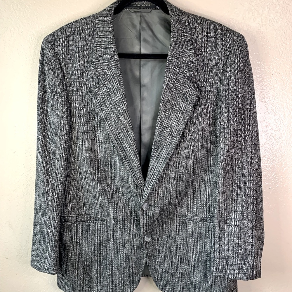Andre Vachon Silk/Wool Blend Gray Tweed Blazer Size 42S